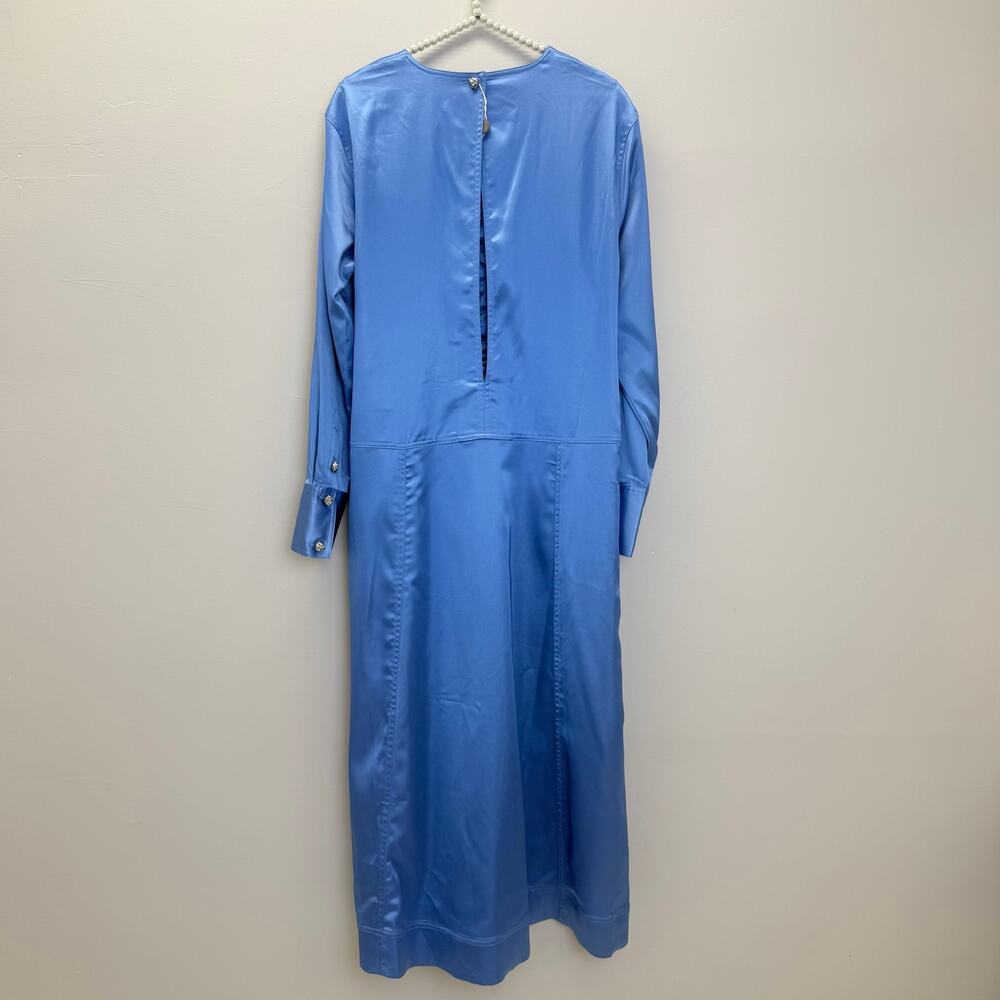 GANNI
Ruched-Detail Satin Midi Dress💜 - Picture 10 of 16